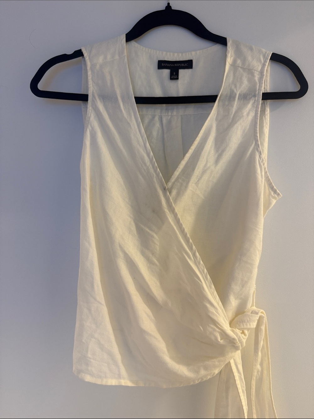 Banana Republic Cream Wrap Linen Tank with Side Tie
